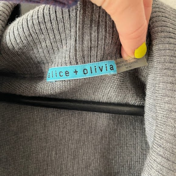 Alice + Olivia Asymmetrical Draped Wool Ribbed Knit Wrap Cardigan Vest - Picture 3 of 12